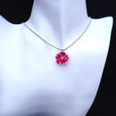 【アクセサリー】リバティプリント柄 (丸ブローチ、4弁花ブローチ、ピアス、ペンダント ： 4点セット ) | つまみ細工