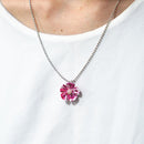 【アクセサリー】リバティプリント柄 (丸ブローチ、4弁花ブローチ、ピアス、ペンダント ： 4点セット ) | つまみ細工