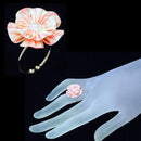 【アクセサリー】ウィローウッド柄 (ブローチ、ヘアクリップ、リング、ピアス 4点セット ) | つまみ細工