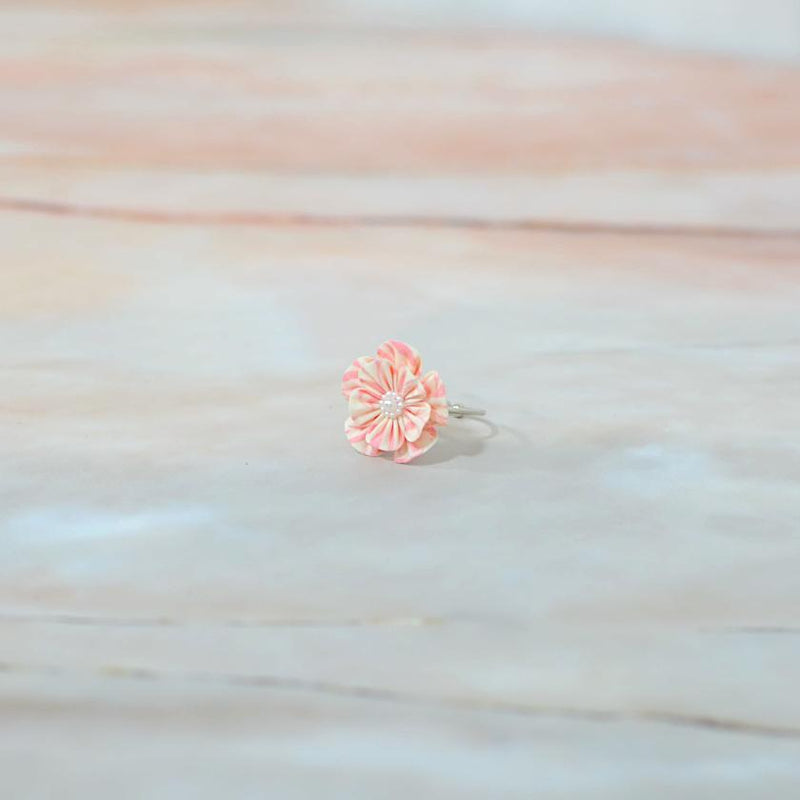 【アクセサリー】ウィローウッド柄 (ブローチ、ヘアクリップ、リング、ピアス 4点セット ) | つまみ細工