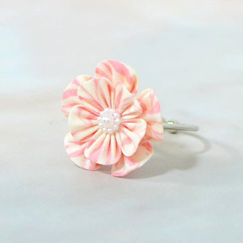 【アクセサリー】ウィローウッド柄 (ブローチ、ヘアクリップ、リング、ピアス 4点セット ) | つまみ細工