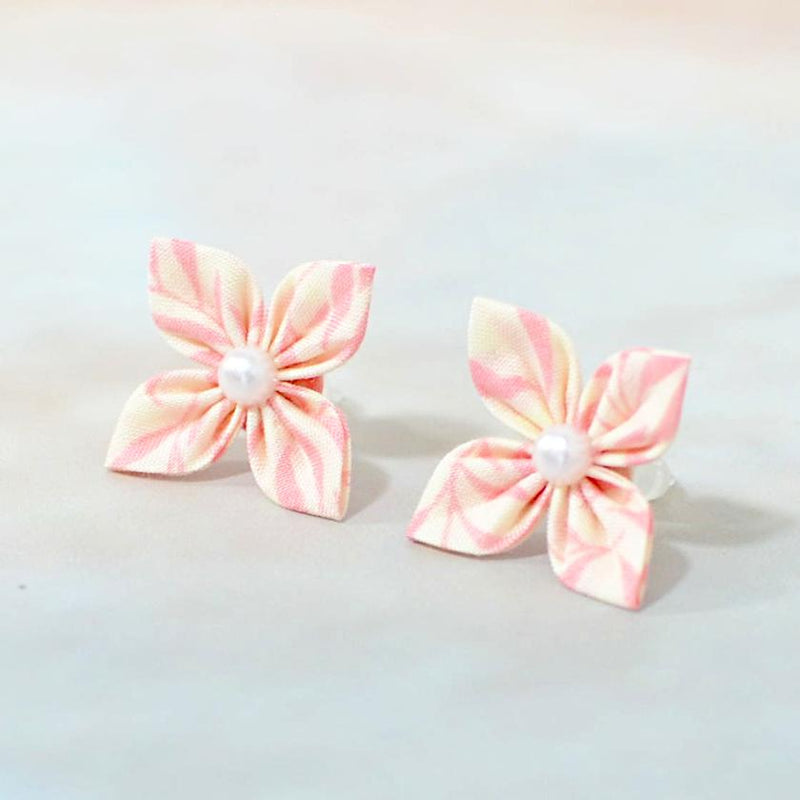 【アクセサリー】ウィローウッド柄 (ブローチ、ヘアクリップ、リング、ピアス 4点セット ) | つまみ細工