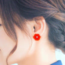 【ピアス】クロースフラワー 柑子 (こうじ) | つまみ細工