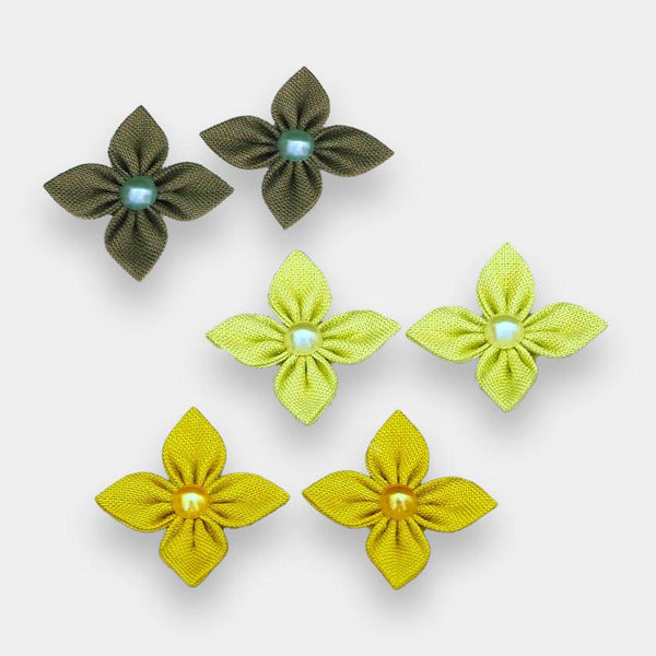 【ピアス】クロースフラワーピアス 3点セット （アースカラー 3色） | つまみ細工 | eつまみ