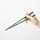 【漆 拭き漆 真塗】十八膳 箸 凛 ぎん・緑 (1膳)