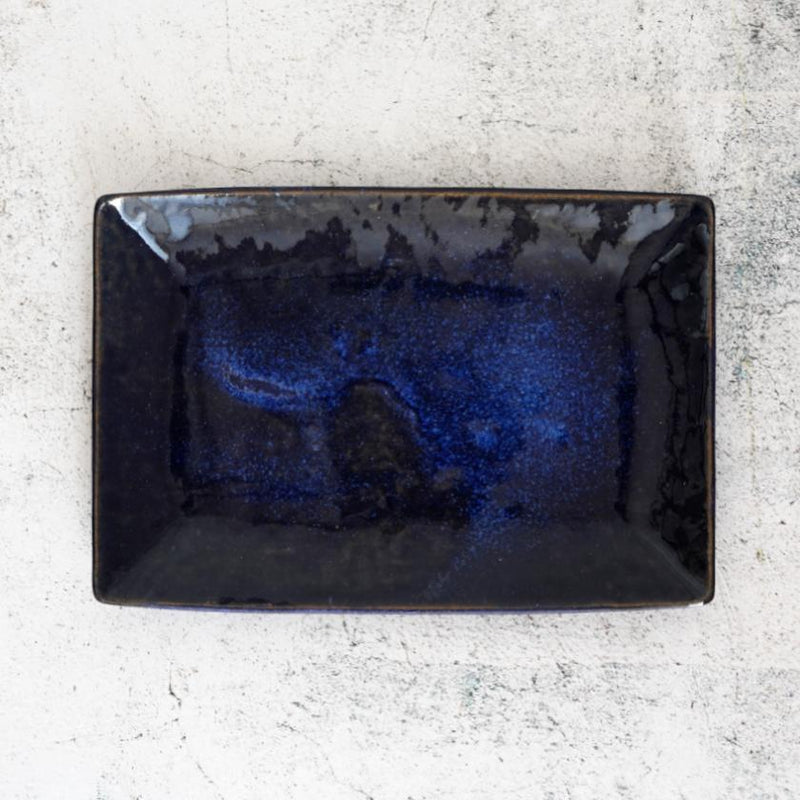 【皿】角プレート (M) 藍-indigo- | 大谷焼 | 大西陶器