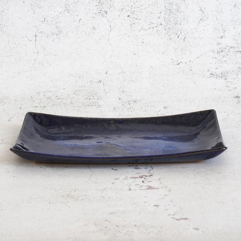 【皿】角プレート (M) 藍-indigo- | 大谷焼 | 大西陶器
