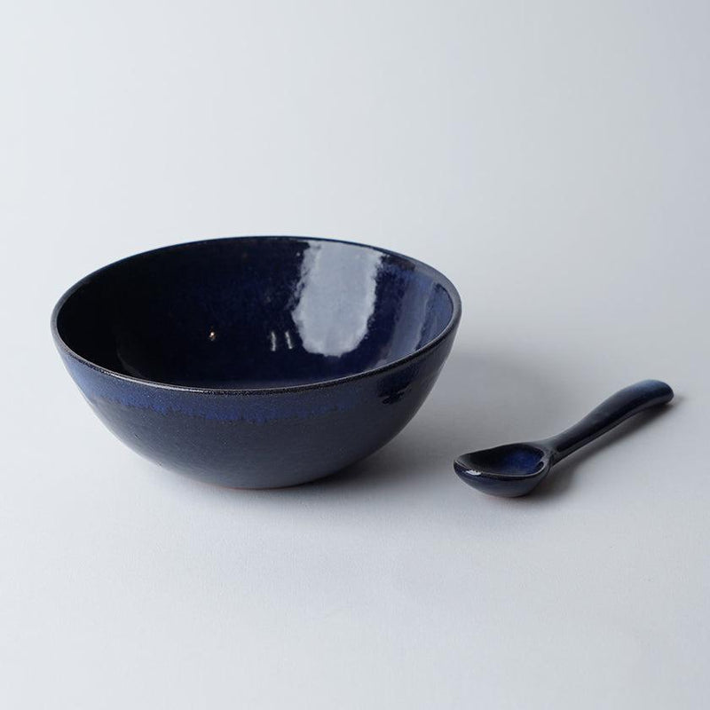 【皿2点セット】藍‐indigo- (フリーボウル (S), スプーン) | 大谷焼 | 大西陶器