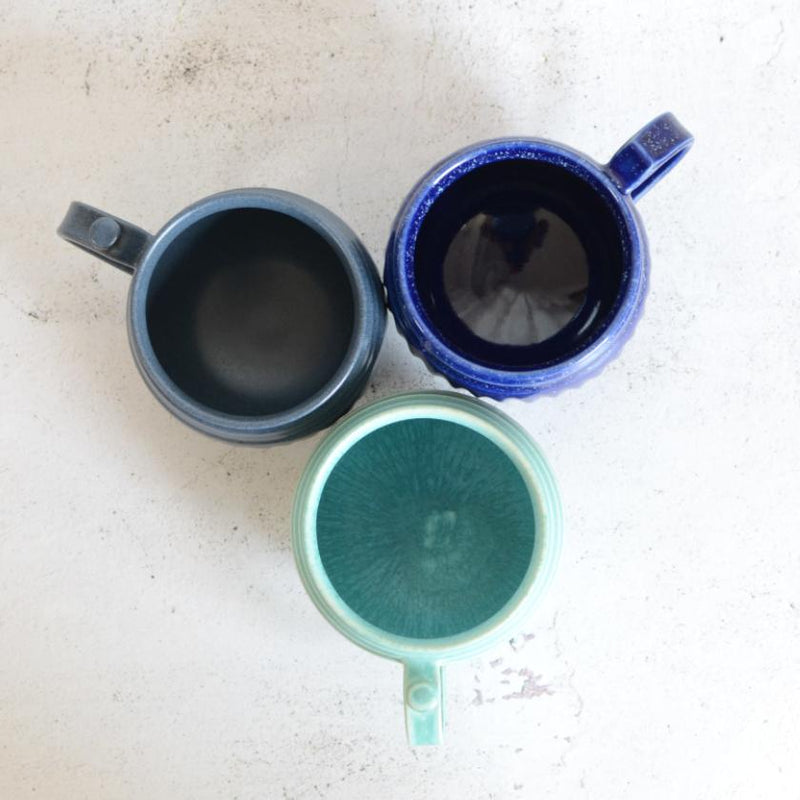 【マグカップ】3点セット (ターコイズブルー、瑠璃釉、藍マット) | 大谷焼 | OTANIYAKI tamura 1784