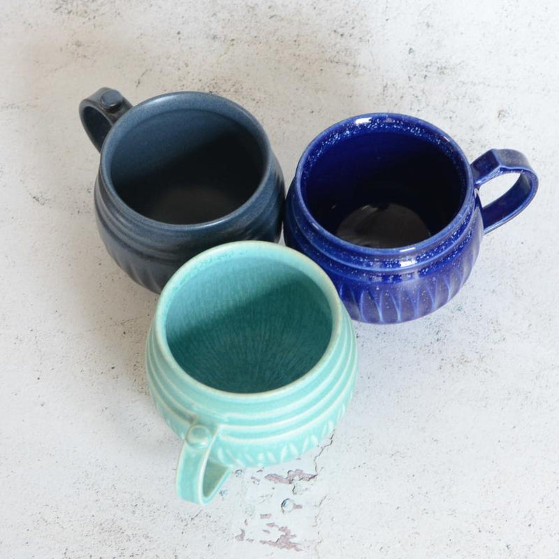 【マグカップ】3点セット (ターコイズブルー、瑠璃釉、藍マット) | 大谷焼 | OTANIYAKI tamura 1784