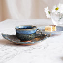 【大谷焼】梅里窯 デミタスカップ & ソーサー 瑠璃唐津