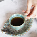 【大谷焼】梅里窯 デミタスカップ & ソーサー 碧緑唐津