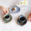 【大谷焼】梅里窯 デミタスカップ & ソーサー 碧緑唐津