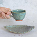 【大谷焼】梅里窯 デミタスカップ＆ソーサー 2点セット (瑠璃唐津, 碧緑唐津)