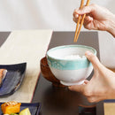 【大谷焼】梅里窯 令和茶碗 (白唐津, 碧緑唐津)