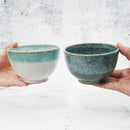 【大谷焼】梅里窯 令和茶碗 (白唐津, 碧緑唐津)