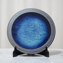 【大谷焼】森陶器 プレート皿 藍 (宇宙, 縁あり)