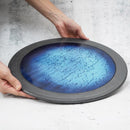 【大谷焼】森陶器 プレート皿 藍 (宇宙, 縁あり)