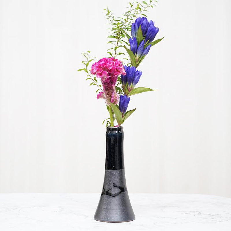 【大谷焼】森陶器 花瓶 藍かけ分け B (1点物)