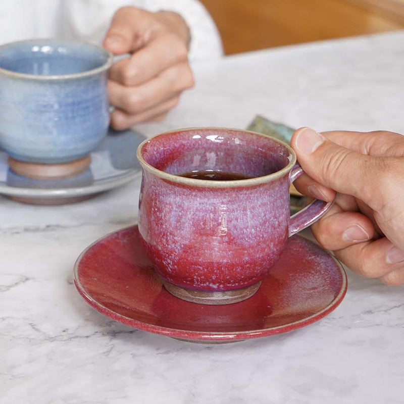 【大谷焼】佳実窯 コーヒーカップ & ソーサー 辰砂