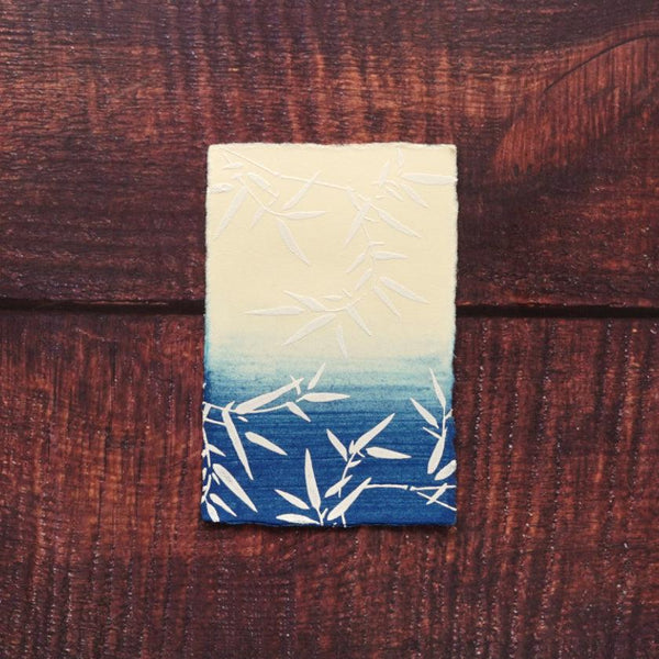 【はがき】笹 雲母 藍地 (1枚)｜唐紙