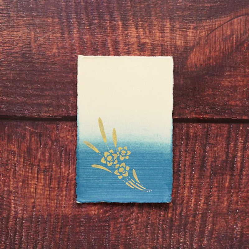 【はがき】水仙 金 藍地 (3枚)｜唐紙