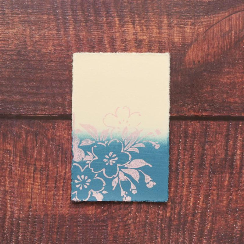 【はがき】桜 桜色 藍地 (3枚)｜唐紙