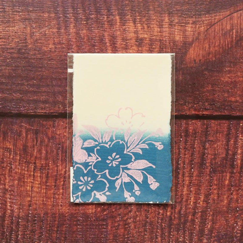 【はがき】桜 桜色 藍地 (3枚)｜唐紙