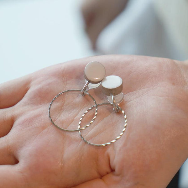 【イヤリング】白磁 シルバー | 有田焼 | 6.kiln