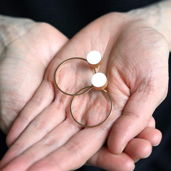 【ピアス】白磁ゴールド | 有田焼 | 6.kiln