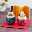 【ひな人形】ミニ親王飾り (殿：青、姫：紅) | 津軽塗