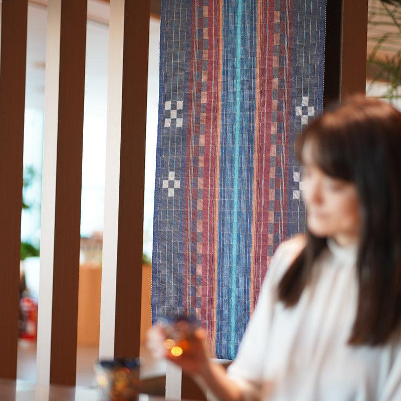 【二丁杼タペストリー】ヒチガーラ (紺) | 八重山みんさー織り |あざみ屋