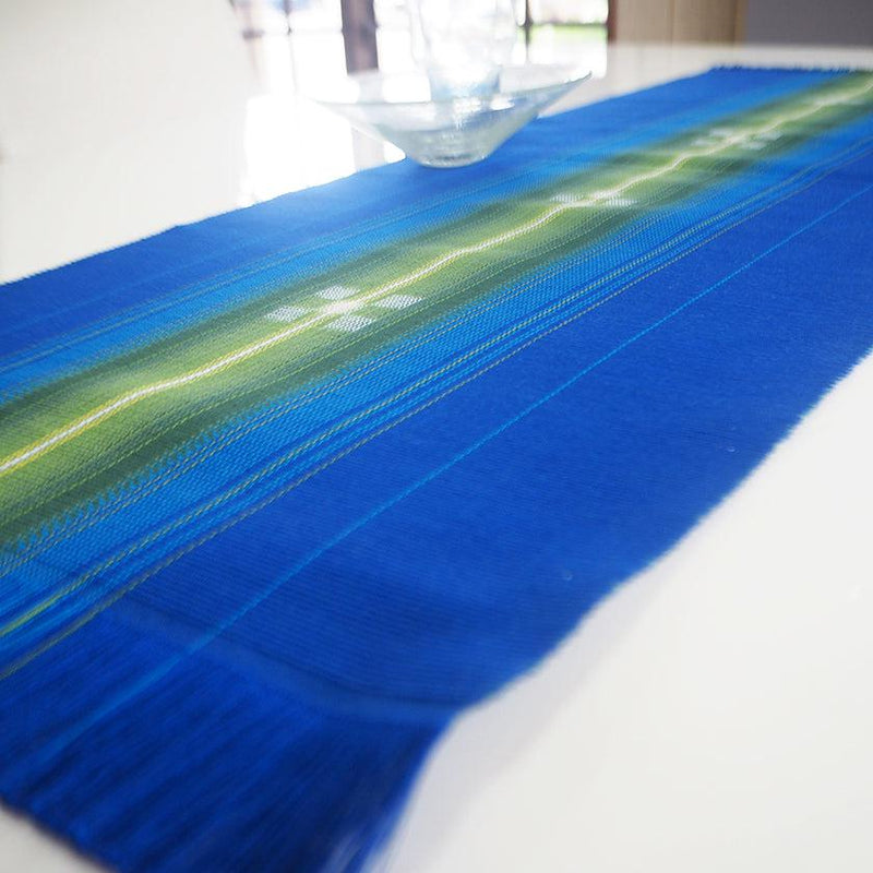 【テーブルセンター】 美らサンゴ (青) 大 | 八重山みんさー織り |あざみ屋