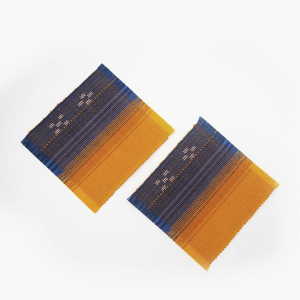 【コースター】シーグラデーション 2枚セット オレンジ | 八重山みんさー織り |あざみ屋