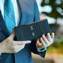 【長財布】ヤッサミ黒 F付革 | 八重山みんさー織り |あざみ屋