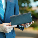 【長財布】ヤッサミ黒 F付革 | 八重山みんさー織り |あざみ屋