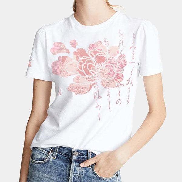 和歌モチーフ 国産手紡ぎ綿Tシャツ