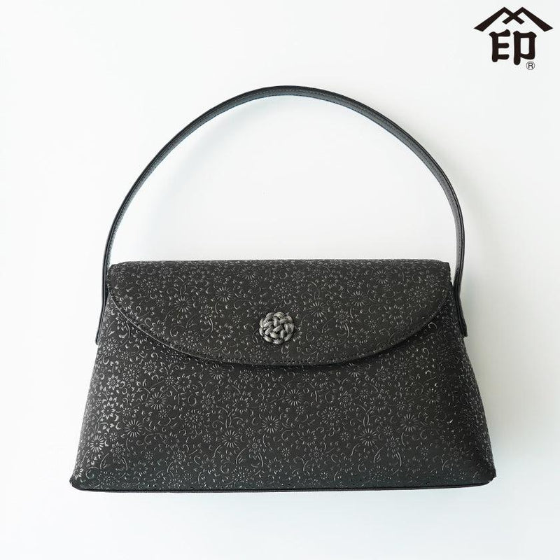 【フォーマルバッグ】D 変わり菊唐草 (黒地×黒漆) | 甲州印伝 | 印傳屋