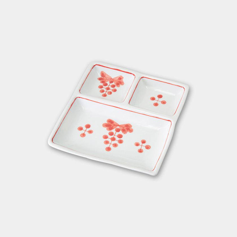 【皿】petit 仕切皿 藍果・赤 | 波佐見焼 | 西海陶器
