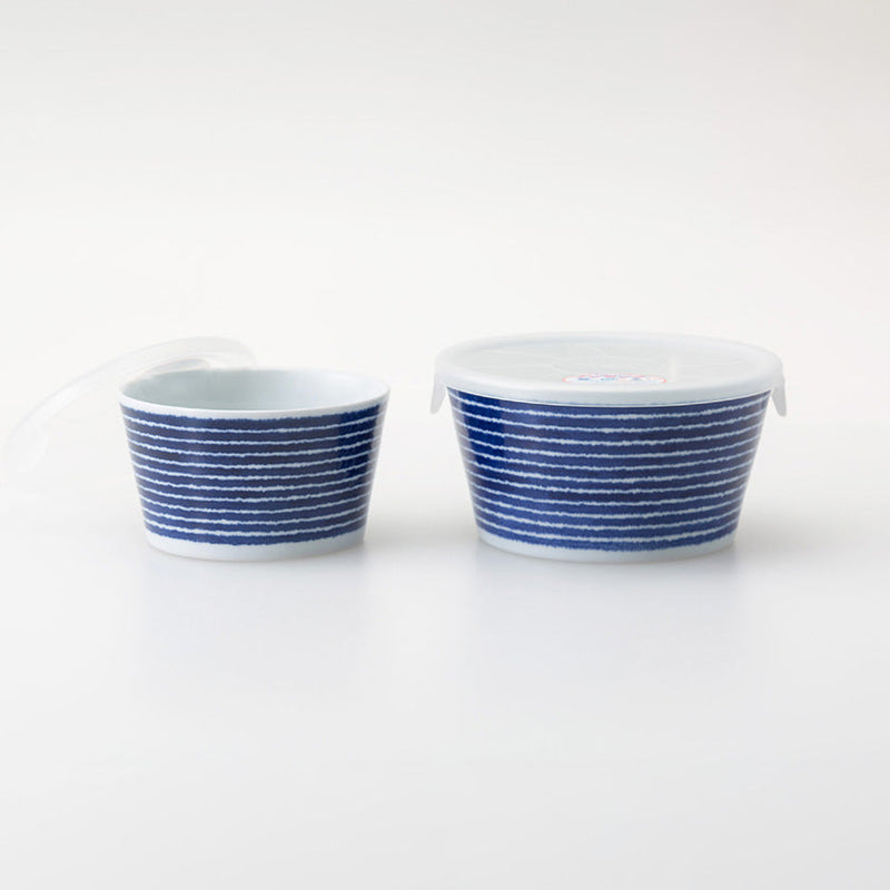 【皿ペア】藍染駒筋 ノンラップ鉢 (L・S) | 波佐見焼 | 西海陶器