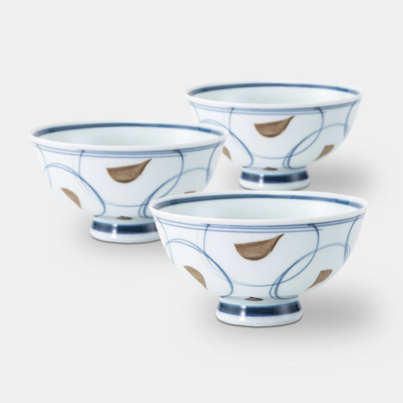 【茶碗3個セット】刷毛点紋 軽量飯碗 大・青 | 波佐見焼 | 西海陶器
