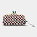 【長財布】西陣織シルク がま口 京組紐ストラップ付 ギンガムチェック (ネイビー系) | 西陣織 | Atelier Kyoto Nishijin