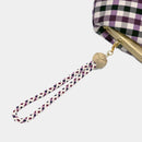 【長財布】西陣織シルク がま口 京組紐ストラップ付 ギンガムチェック (パープル系) | 西陣織 | Atelier Kyoto Nishijin