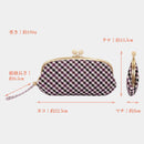 【長財布】西陣織シルク がま口 京組紐ストラップ付 ギンガムチェック (パープル系) | 西陣織 | Atelier Kyoto Nishijin