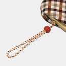 【長財布】西陣織シルク がま口 京組紐ストラップ付 ギンガムチェック (ブラウン系) | 西陣織 | Atelier Kyoto Nishijin