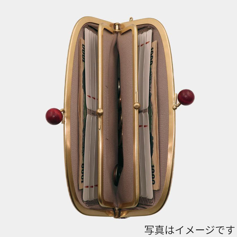 【長財布】西陣織シルク がま口 京組紐ストラップ付 ギンガムチェック (ブラウン系) | 西陣織 | Atelier Kyoto Nishijin