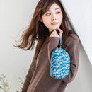 【ポーチ】西陣織シルク シェル型 京組紐引手 迷彩グレンチェック (ブルー迷彩) | 西陣織 | Atelier Kyoto Nishijin