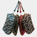 【ポーチ】西陣織シルク シェル型 京組紐引手 迷彩グレンチェック (レッド迷彩) | 西陣織 | Atelier Kyoto Nishijin