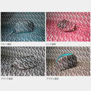 【ポーチ】西陣織シルク シェル型 京組紐引手 迷彩グレンチェック (ブラウン迷彩) | 西陣織 | Atelier Kyoto Nishijin