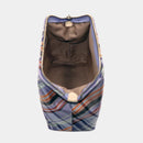 【ポーチ】撥水加工 西陣織シルク がばっと開くアクセサリーポーチ マルチチェック (スカイブルー) | 西陣織 | Atelier Kyoto Nishijin